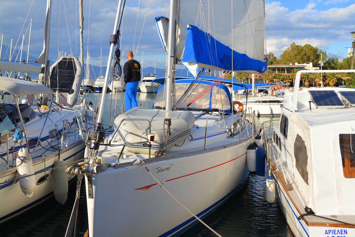 Exterior view of Colibrì, a Jeanneau Sun Odyssey 44 i sailboat at Municipal Unit of Lefkada, Greece