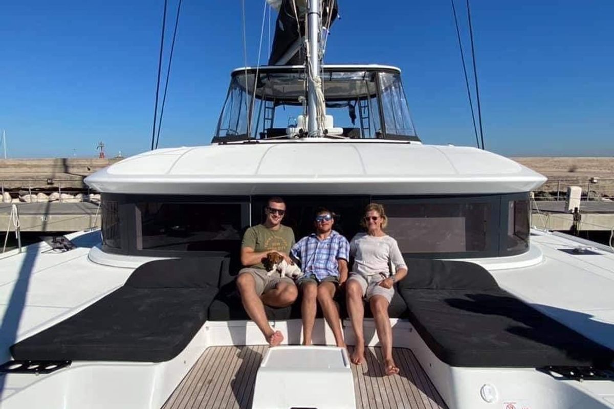 Deck of Colibrì Platinum Service, a Lagoon 50 catamaran at Castellammare di Stabia, Italy