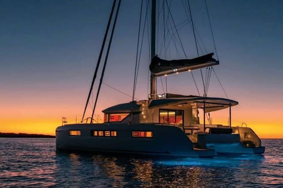 Exterior view of Colibrì Platinum Service, a Lagoon 50 catamaran at Castellammare di Stabia, Italy