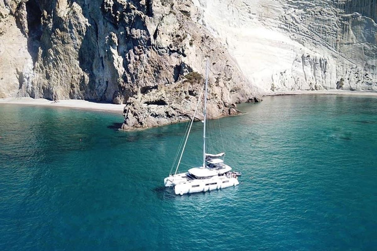 Exterior view of Colibrì Platinum Service, a Lagoon 50 catamaran at Castellammare di Stabia, Italy