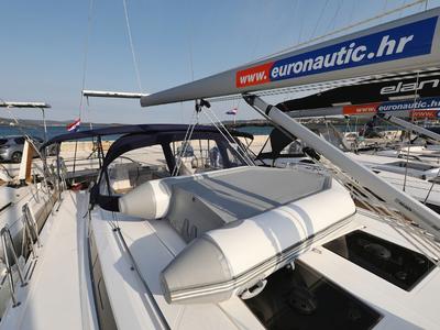 Deck of Bella, a Bavaria C45 Holiday sailboat at Grad Biograd na Moru, Croatia