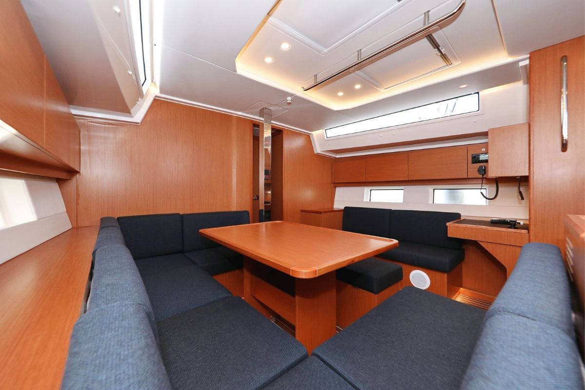 Salon of Bella, a Bavaria C45 Holiday sailboat at Grad Biograd na Moru, Croatia