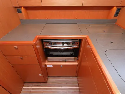 Galley of Bella, a Bavaria C45 Holiday sailboat at Grad Biograd na Moru, Croatia