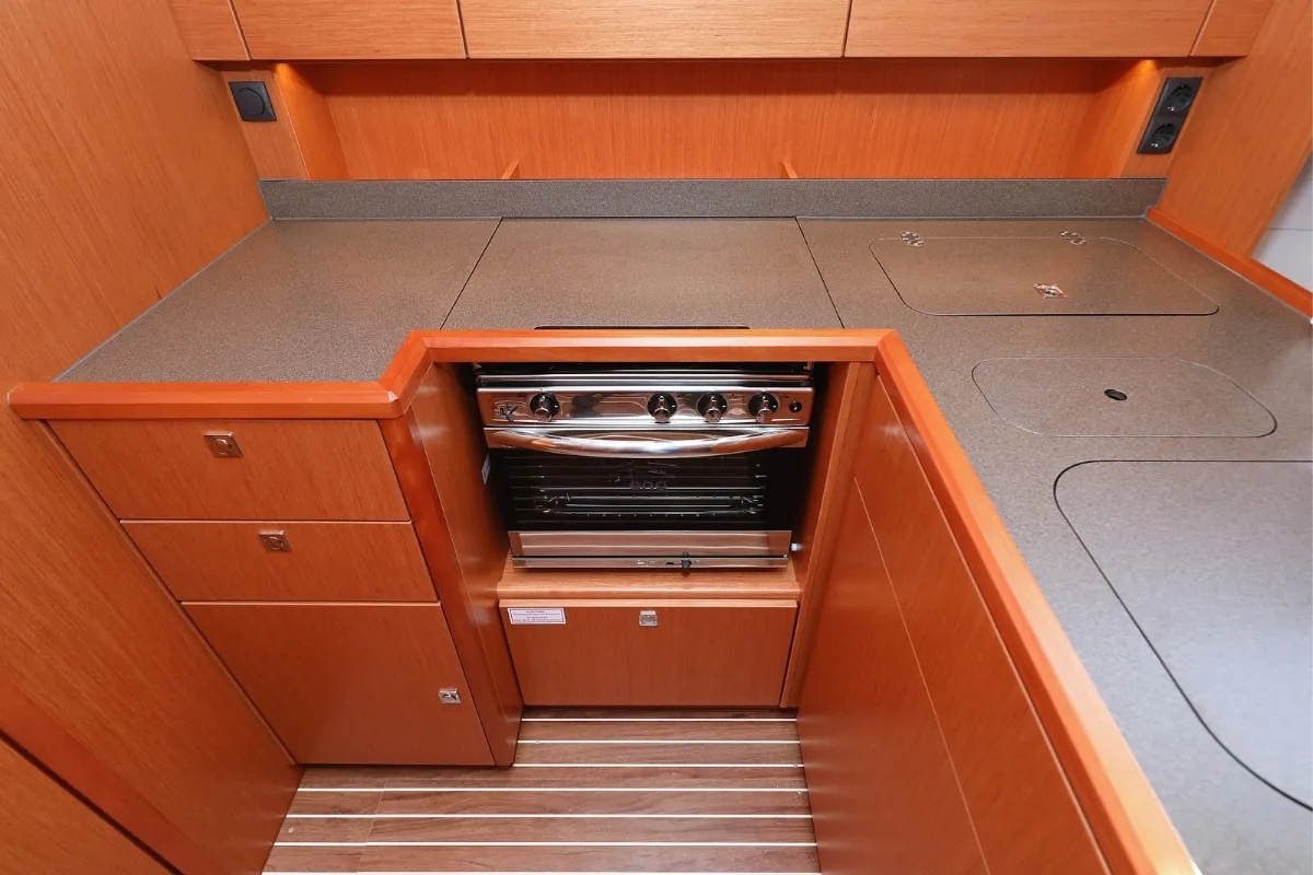 Galley of Bella, a Bavaria C45 Holiday sailboat at Grad Biograd na Moru, Croatia
