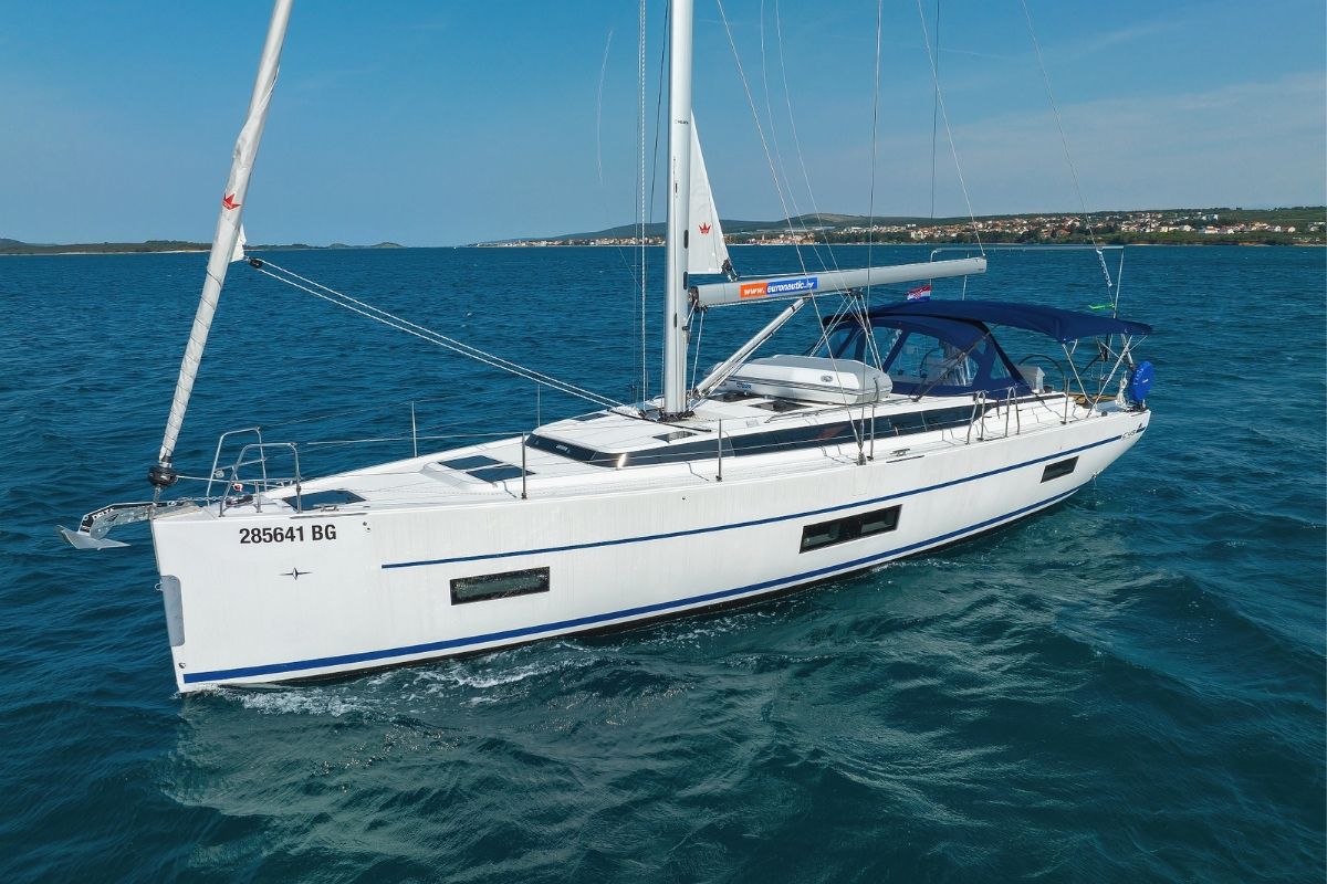 Exterior view of Bella, a Bavaria C45 Holiday sailboat at Grad Biograd na Moru, Croatia