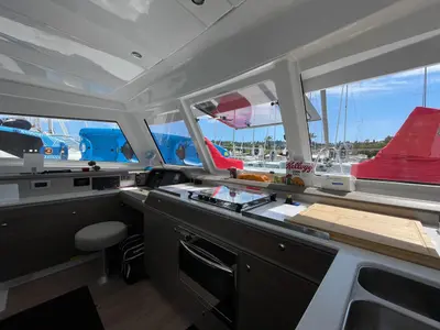 Galley of Helona, a Bali Catspace catamaran at Volos Municipality, Greece