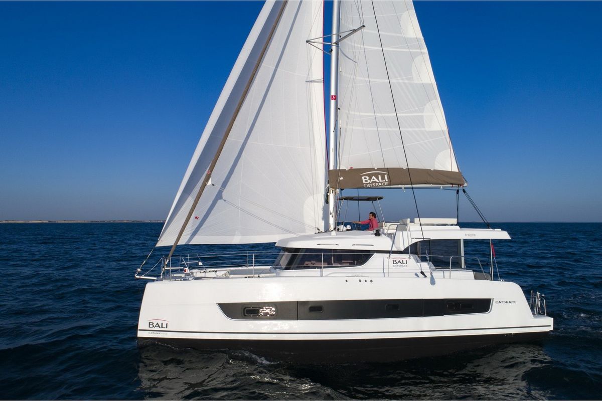 Exterior view of Helona, a Bali Catspace catamaran at Volos Municipality, Greece