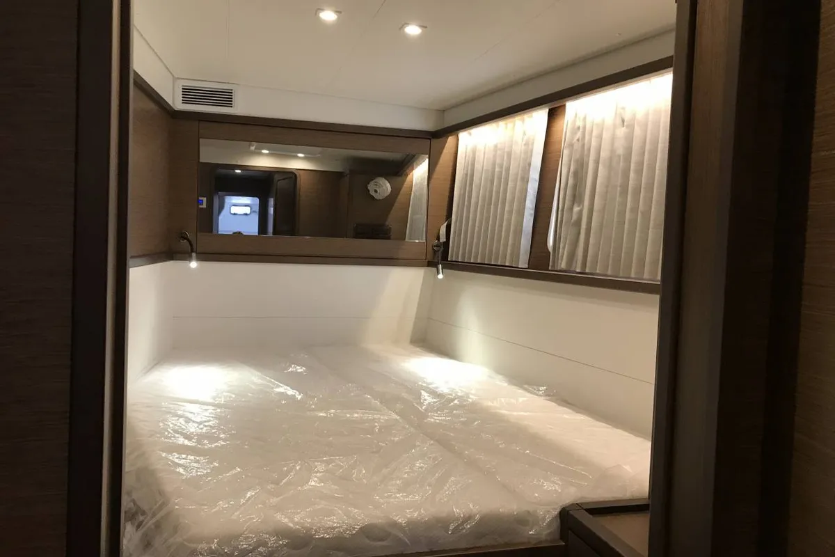 Cabin on Vertigo, a Lagoon 450 Sport catamaran at Eden Island Marina, Seychelles