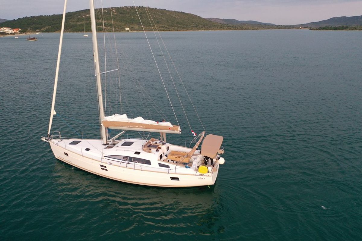 Exterior view of Tatiana, a Elan Impression 45.1 sailboat at Pirovac, Croatia