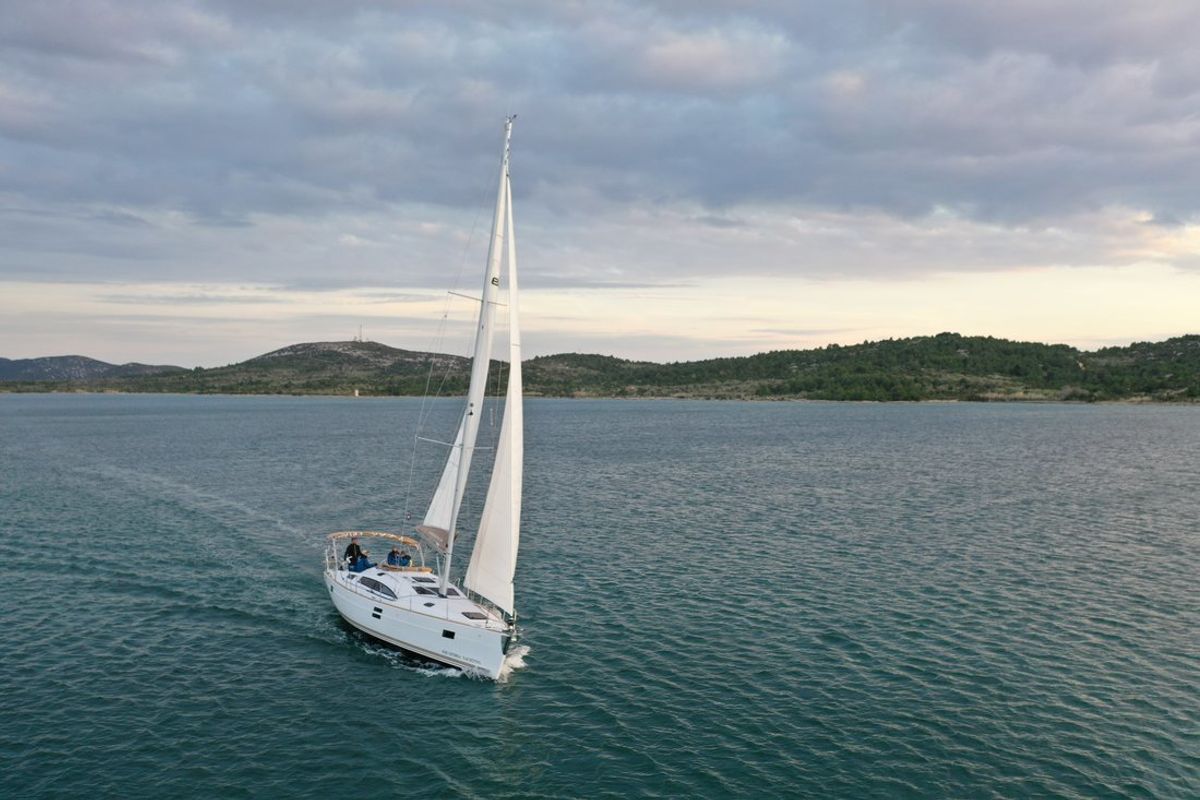 Exterior view of Tatiana, a Elan Impression 45.1 sailboat at Pirovac, Croatia