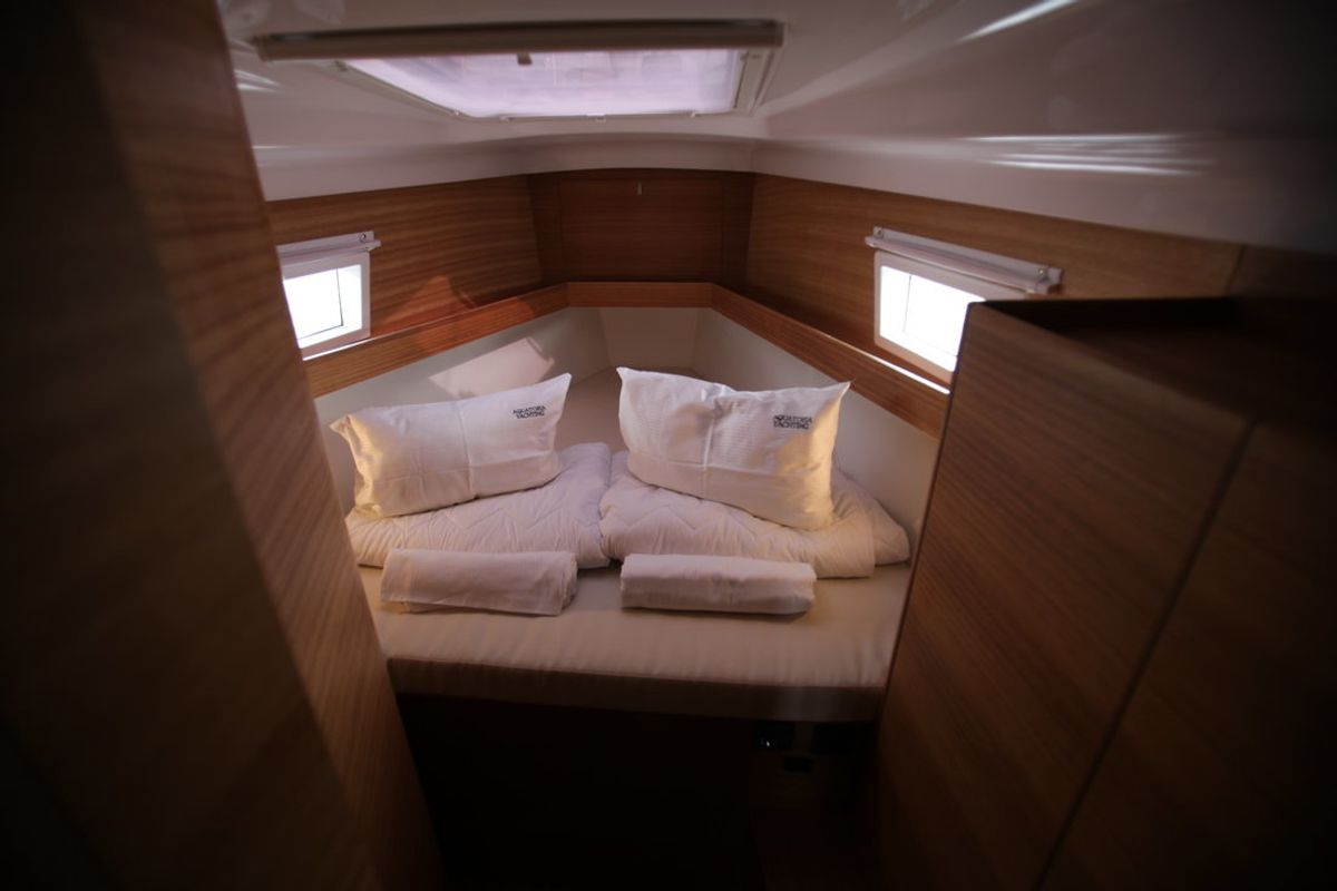 Cabin on Tatiana, a Elan Impression 45.1 sailboat at Pirovac, Croatia
