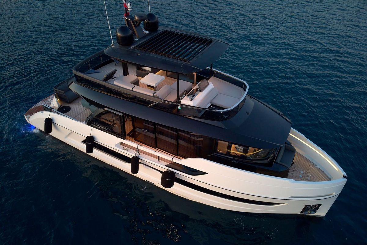 Exterior view of Blue Moon, a Explorer Yacht Explorer Fly 62 yacht at Općina Sukošan, Croatia