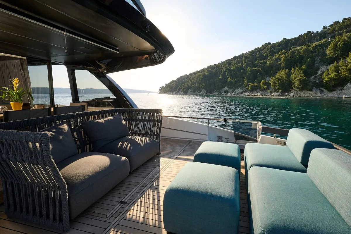 Deck of Blue Moon, a Explorer Yacht Explorer Fly 62 yacht at Općina Sukošan, Croatia
