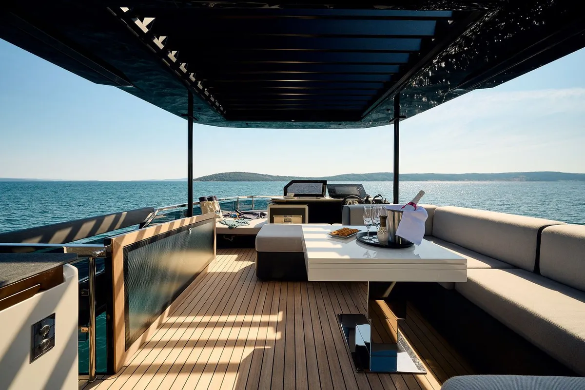 Deck of Blue Moon, a Explorer Yacht Explorer Fly 62 yacht at Općina Sukošan, Croatia