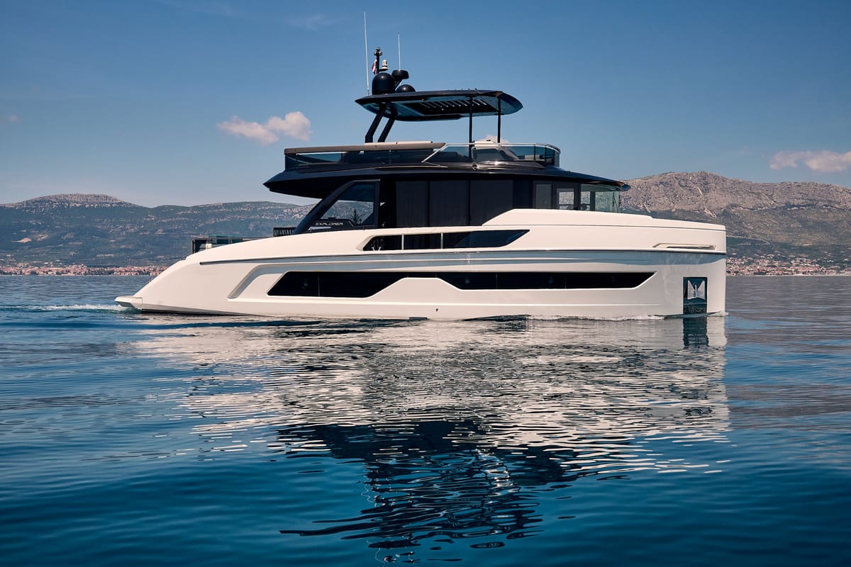 Exterior view of Blue Moon, a Explorer Yacht Explorer Fly 62 yacht at Općina Sukošan, Croatia