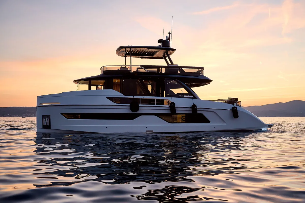 Exterior view of Blue Moon, a Explorer Yacht Explorer Fly 62 yacht at Općina Sukošan, Croatia