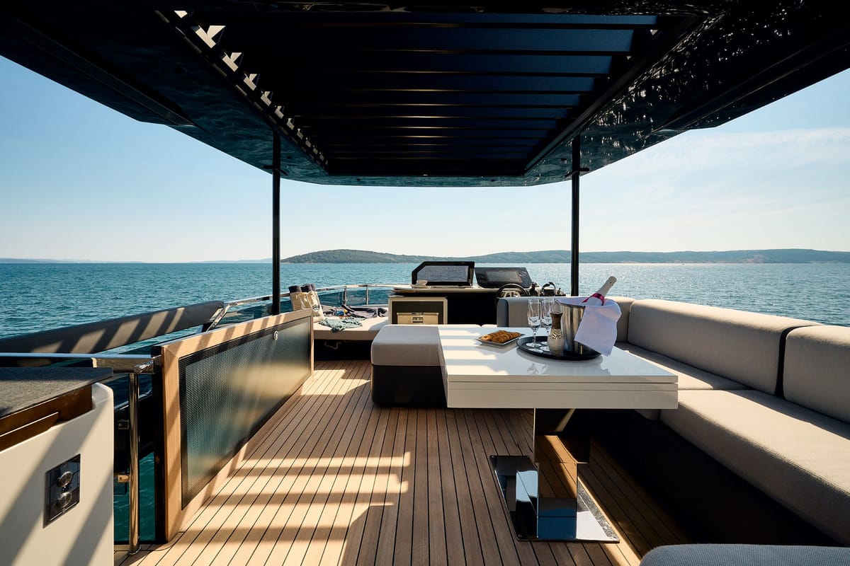 Deck of Blue Moon, a Explorer Yacht Explorer Fly 62 yacht at Općina Sukošan, Croatia