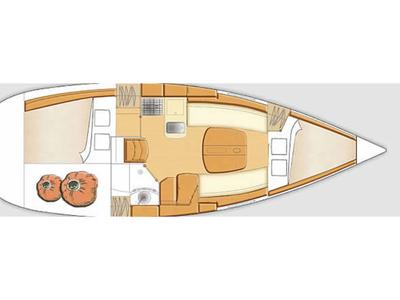 Floor plan of Ker Jonathan , a Beneteau First 31.7 sailboat at Port Navalo, France