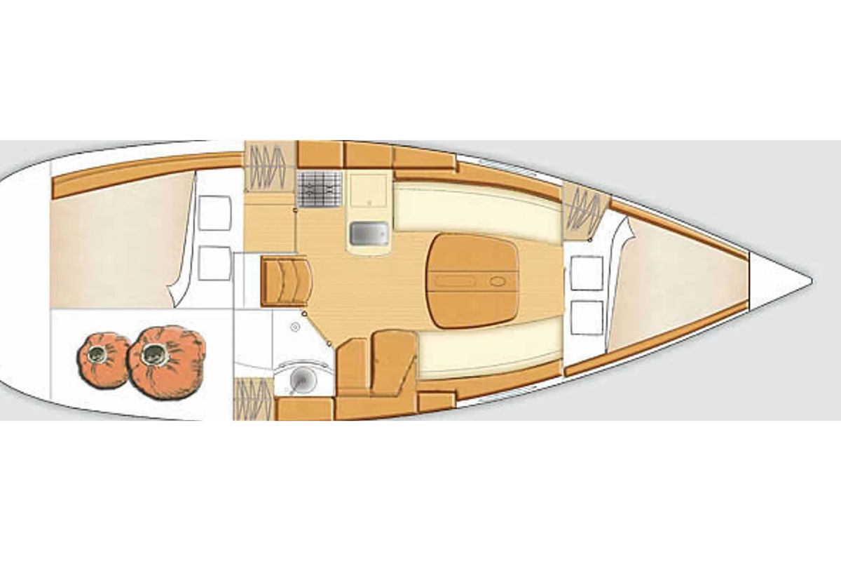 Floor plan of Ker Jonathan , a Beneteau First 31.7 sailboat at Port Navalo, France