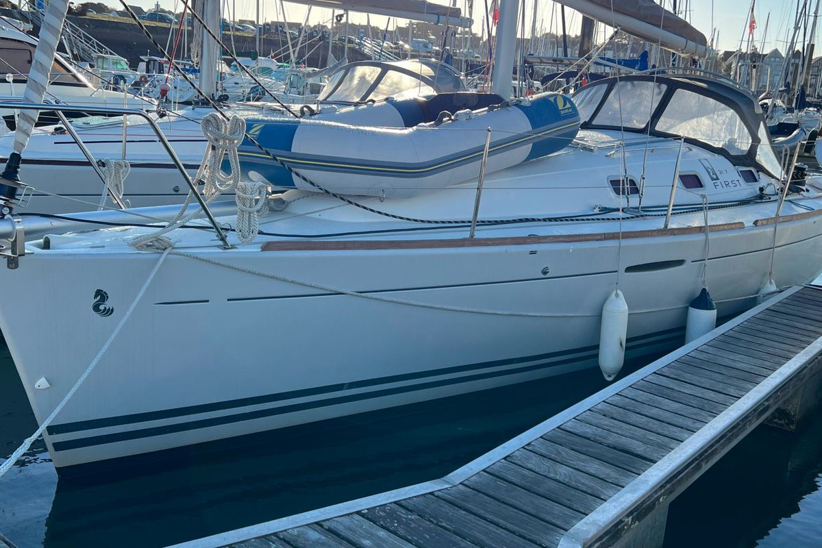 Exterior view of Ker Jonathan , a Beneteau First 31.7 sailboat at Port Navalo, France