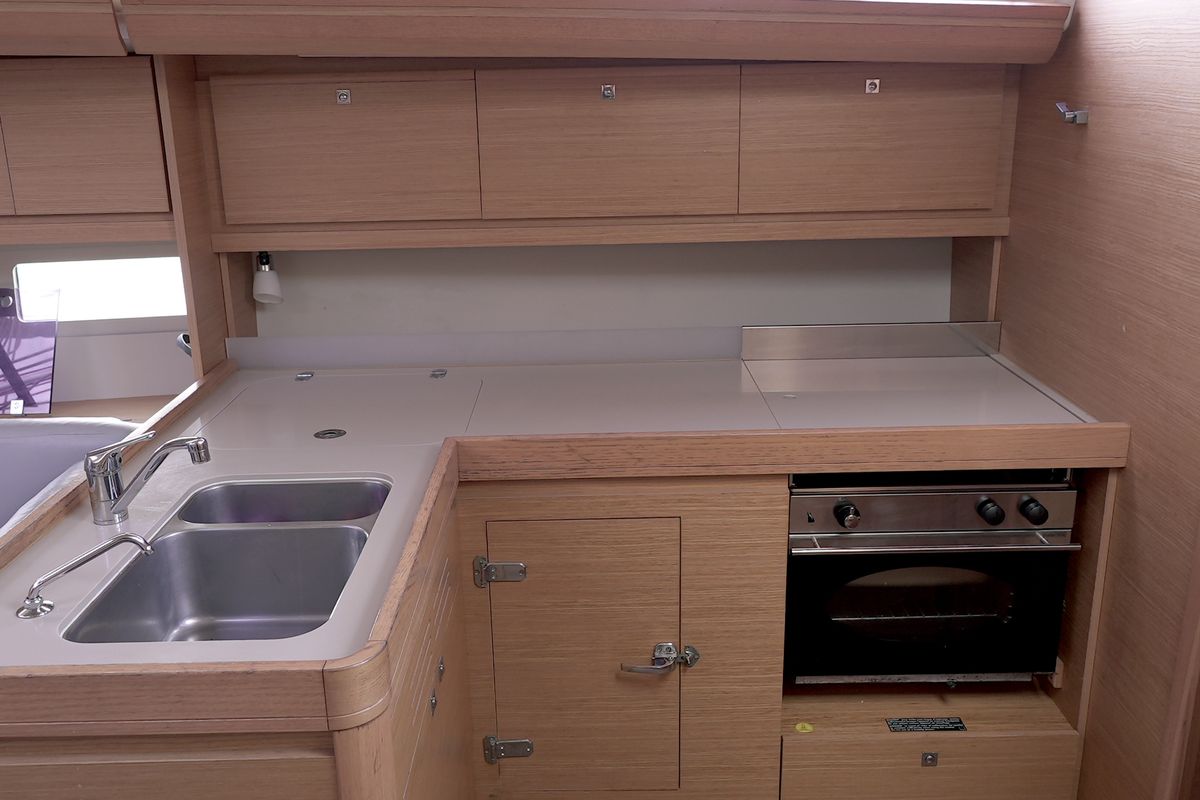 Galley of Argo, a Dufour 412 Grand large sailboat at Municipal Unit of Lefkada, Greece