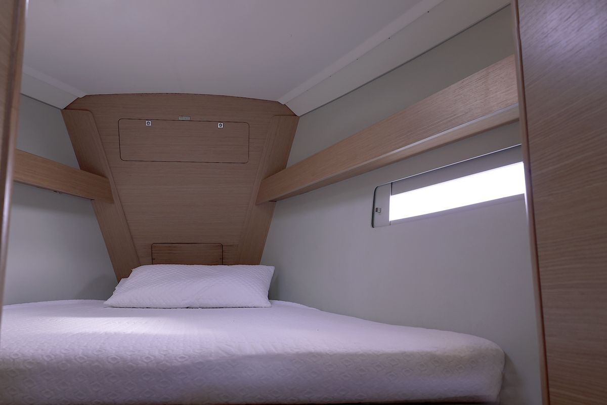 Cabin on Argo, a Dufour 412 Grand large sailboat at Municipal Unit of Lefkada, Greece