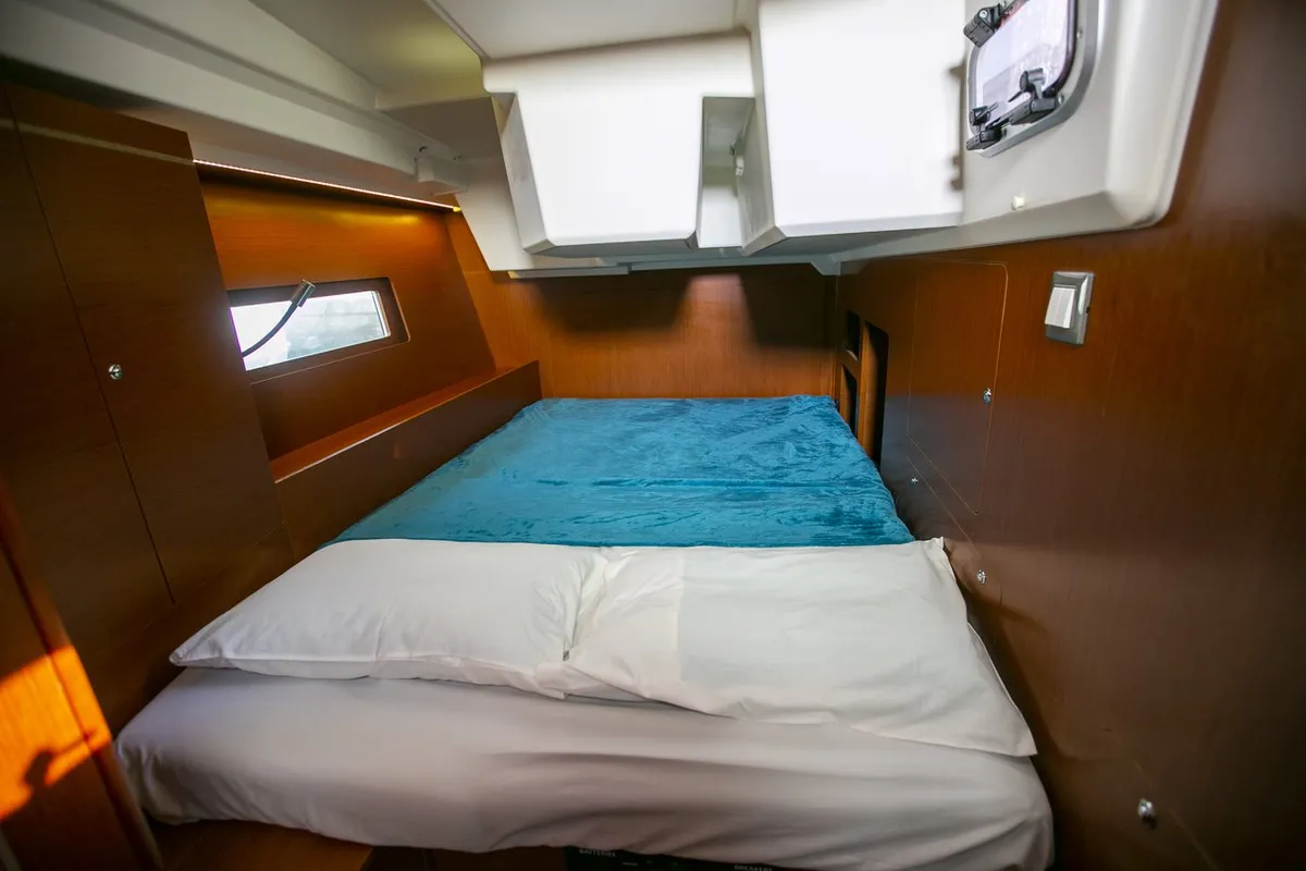 Cabin on Dancing Queen, a Beneteau Oceanis 46.1 sailboat at Athens, Greece