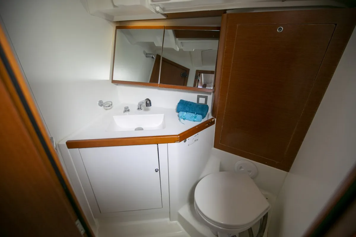 Head on Dancing Queen, a Beneteau Oceanis 46.1 sailboat at Athens, Greece