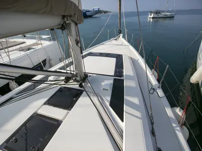 Deck of Dancing Queen, a Beneteau Oceanis 46.1 sailboat at Athens, Greece