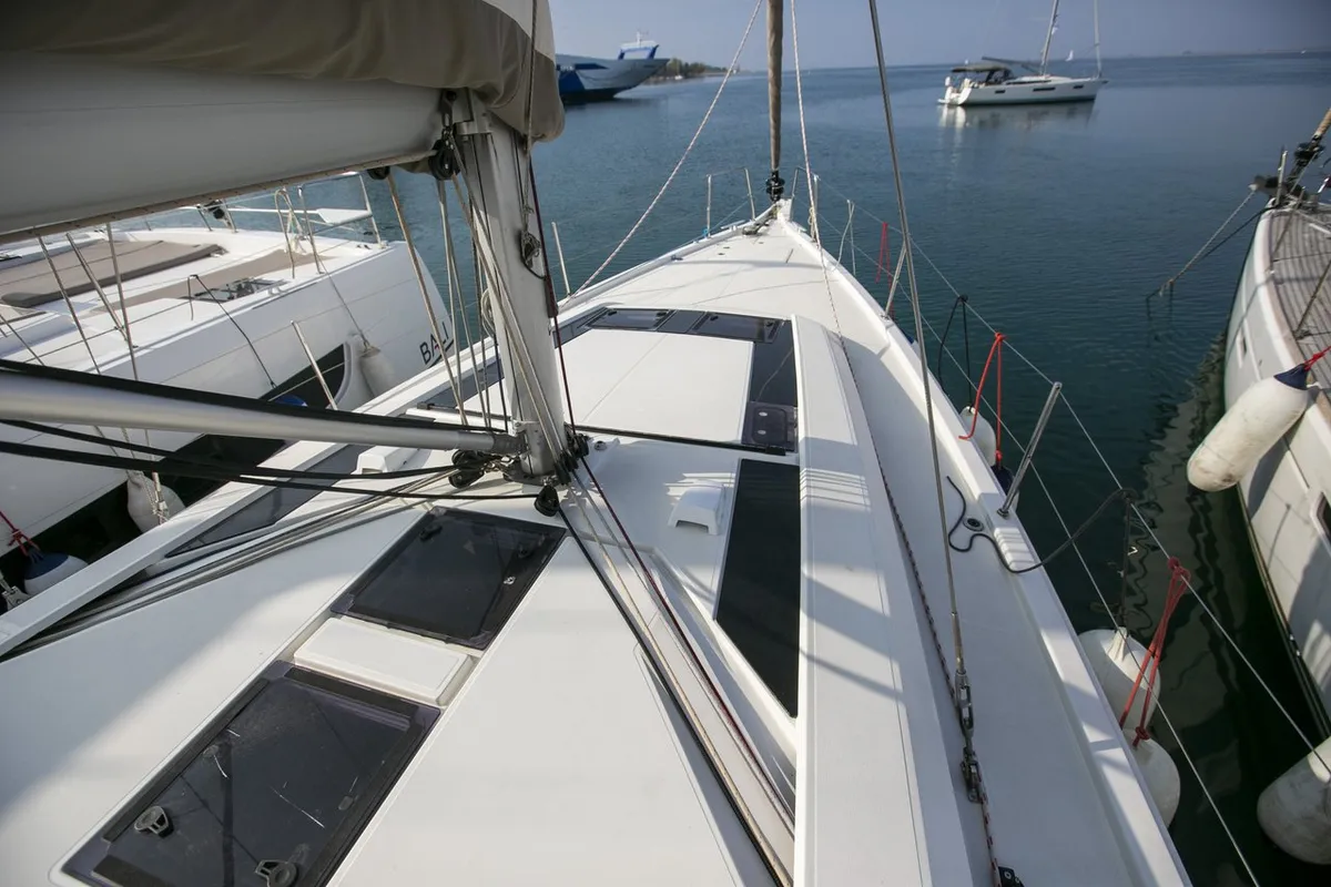Deck of Dancing Queen, a Beneteau Oceanis 46.1 sailboat at Athens, Greece
