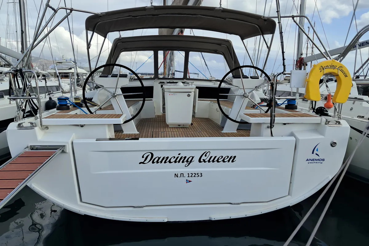 Exterior view of Dancing Queen, a Beneteau Oceanis 46.1 sailboat at Athens, Greece