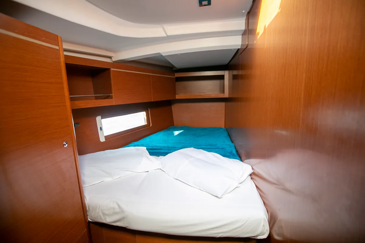 Cabin on Dancing Queen, a Beneteau Oceanis 46.1 sailboat at Athens, Greece