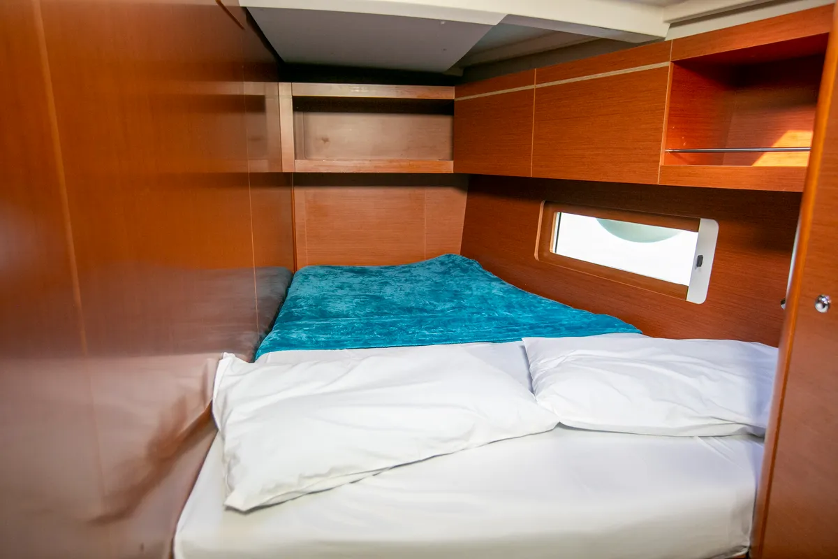 Cabin on Dancing Queen, a Beneteau Oceanis 46.1 sailboat at Athens, Greece