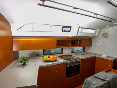 Galley of Dancing Queen, a Beneteau Oceanis 46.1 sailboat at Athens, Greece