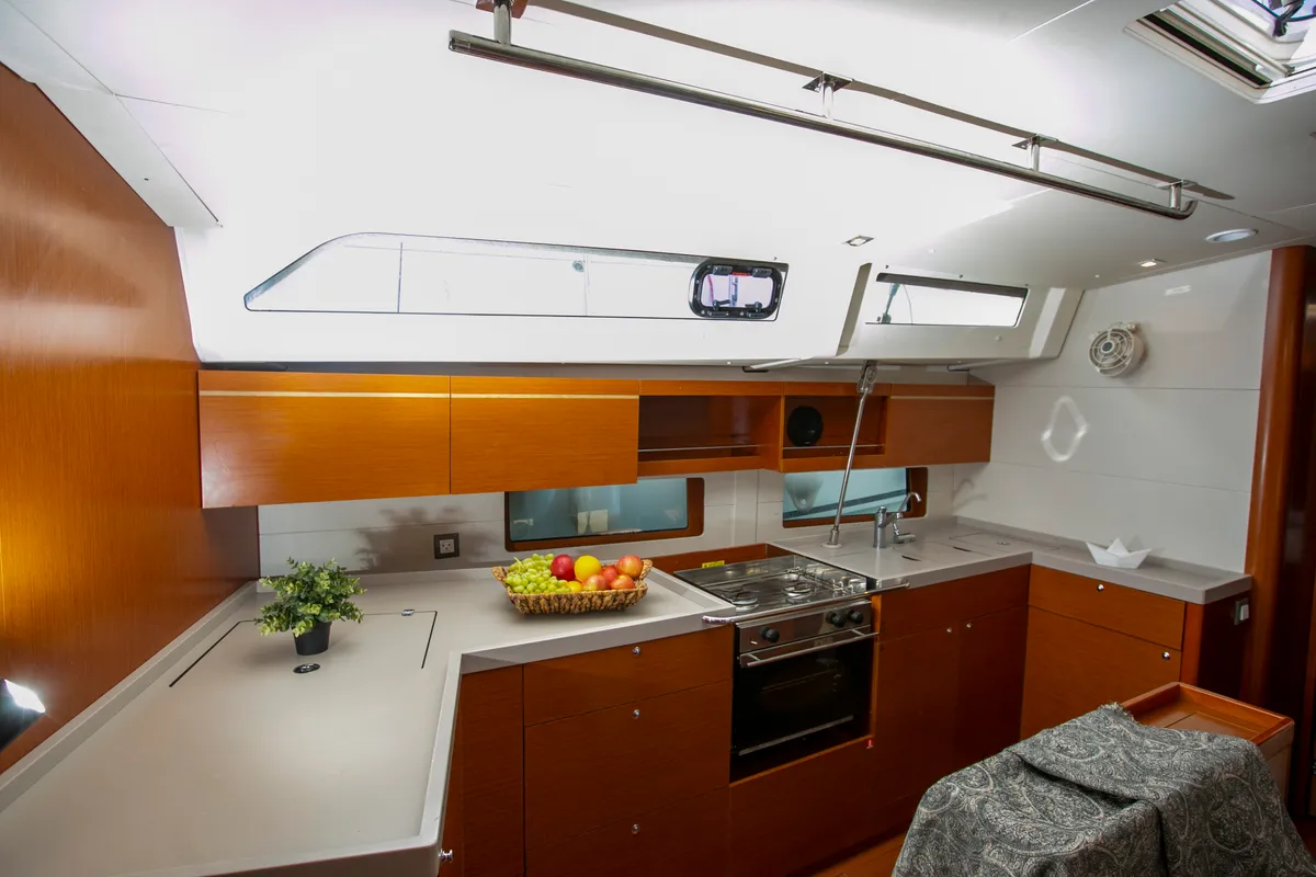 Galley of Dancing Queen, a Beneteau Oceanis 46.1 sailboat at Athens, Greece