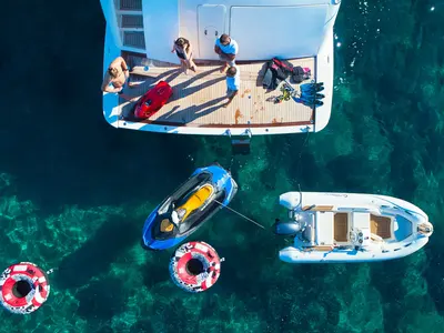 Deck of Karisma, a Canados 86 yacht at Općina Baška Voda, Croatia