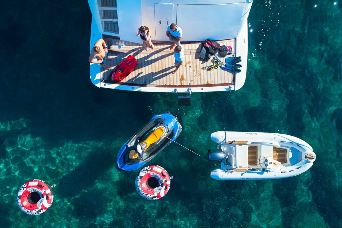 Deck of Karisma, a Canados 86 yacht at Općina Baška Voda, Croatia