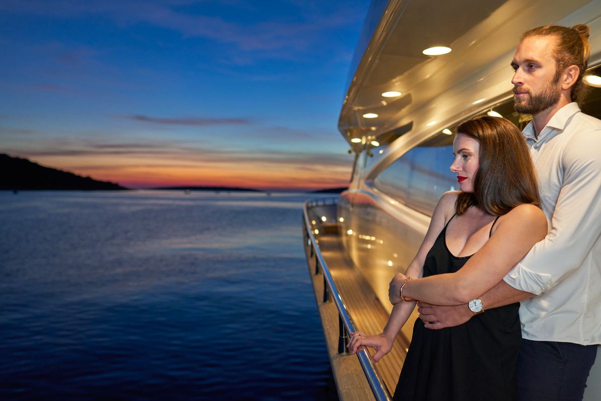 Deck of Karisma, a Canados 86 yacht at Općina Baška Voda, Croatia