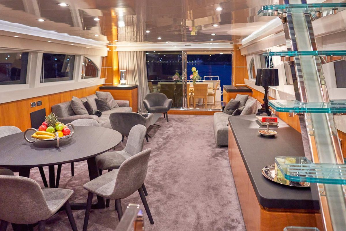 Salon of Karisma, a Canados 86 yacht at Općina Baška Voda, Croatia