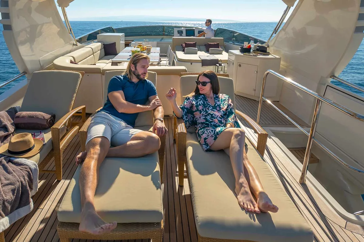 Deck of Karisma, a Canados 86 yacht at Općina Baška Voda, Croatia