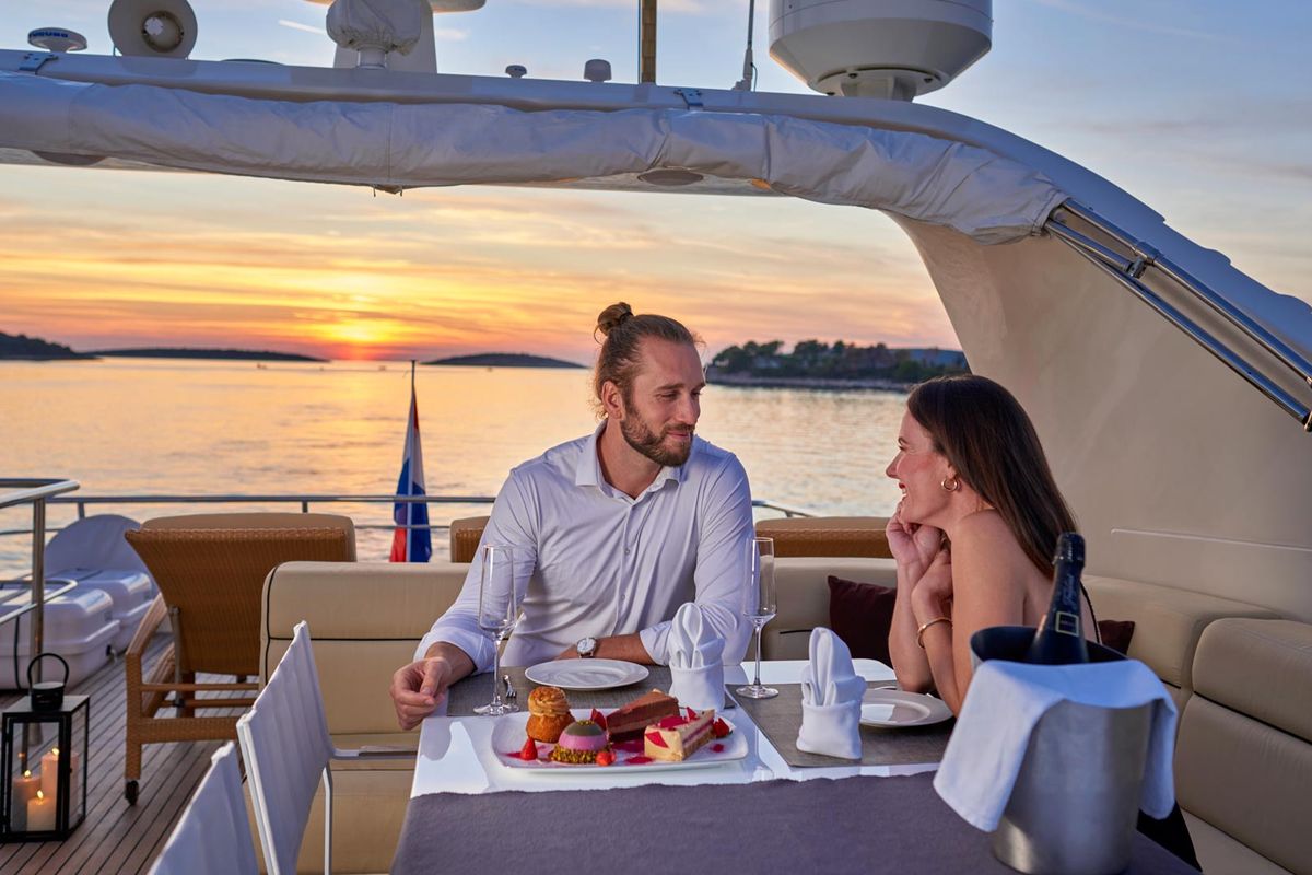 Deck of Karisma, a Canados 86 yacht at Općina Baška Voda, Croatia