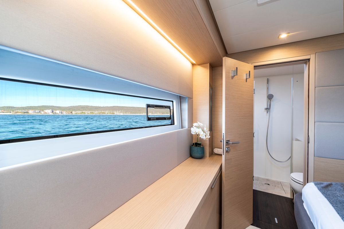 Cabin on Black Caviar, a Lagoon 55 catamaran at Split, Croatia