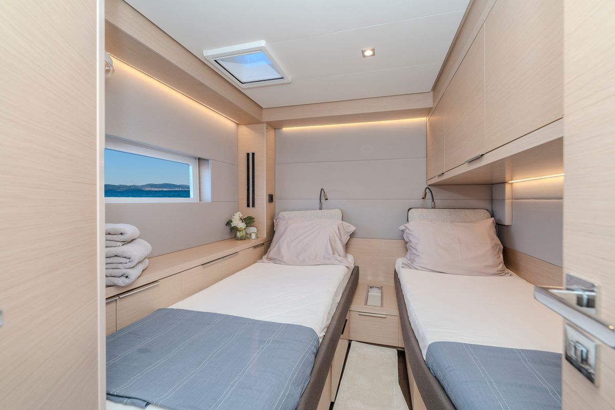 Cabin on Black Caviar, a Lagoon 55 catamaran at Split, Croatia
