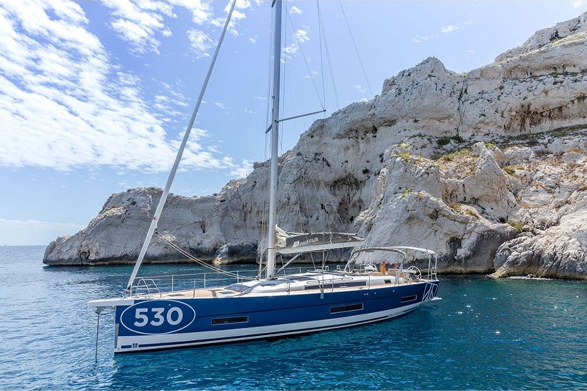 Exterior view of Hermes, a Bali Catspace catamaran at Municipal Unit of Rhodes, Greece