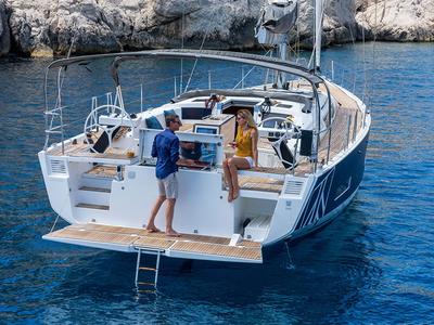 Deck of Hermes, a Bali Catspace catamaran at Municipal Unit of Rhodes, Greece