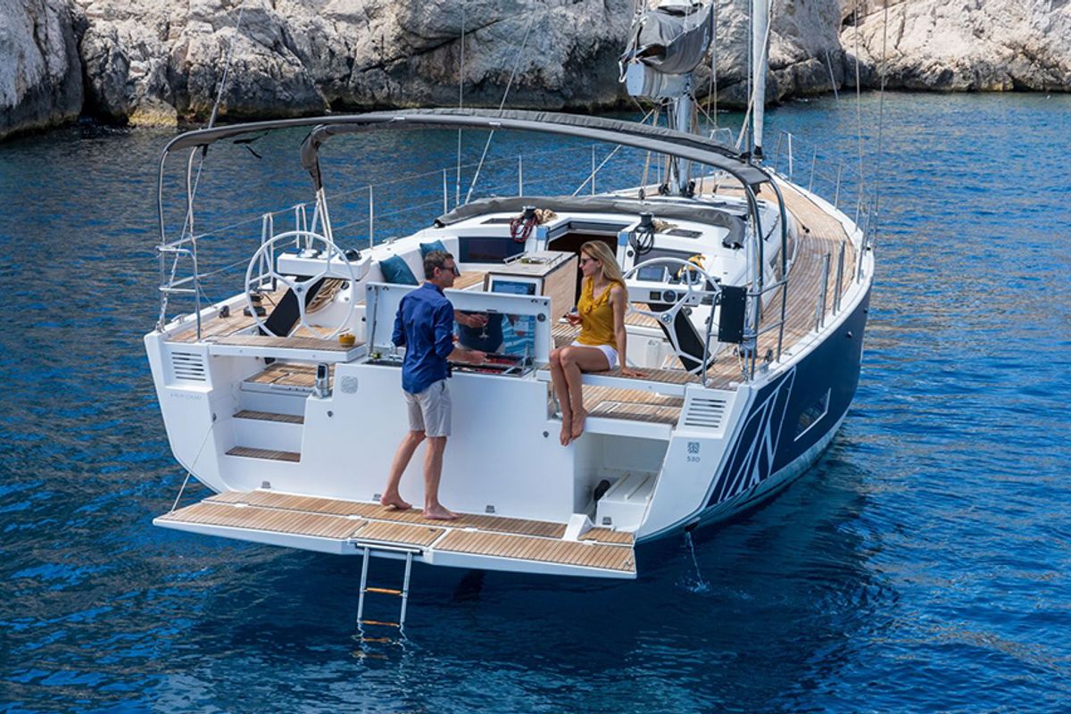 Deck of Hermes, a Bali Catspace catamaran at Municipal Unit of Rhodes, Greece