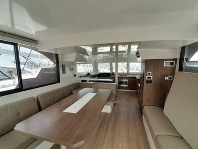Salon of Hermes, a Bali Catspace catamaran at Municipal Unit of Rhodes, Greece
