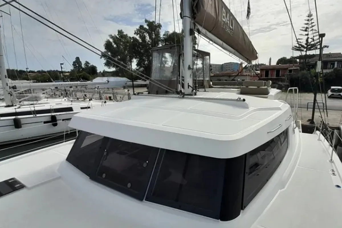 Deck of Hermes, a Bali Catspace catamaran at Municipal Unit of Rhodes, Greece