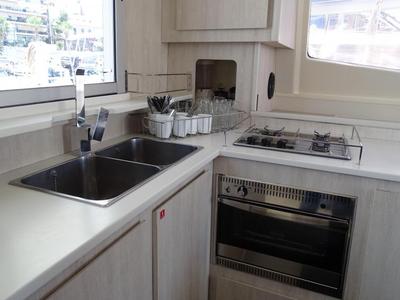 Galley of La Luna, a Leopard 44 catamaran at Cienfuegos, Cuba