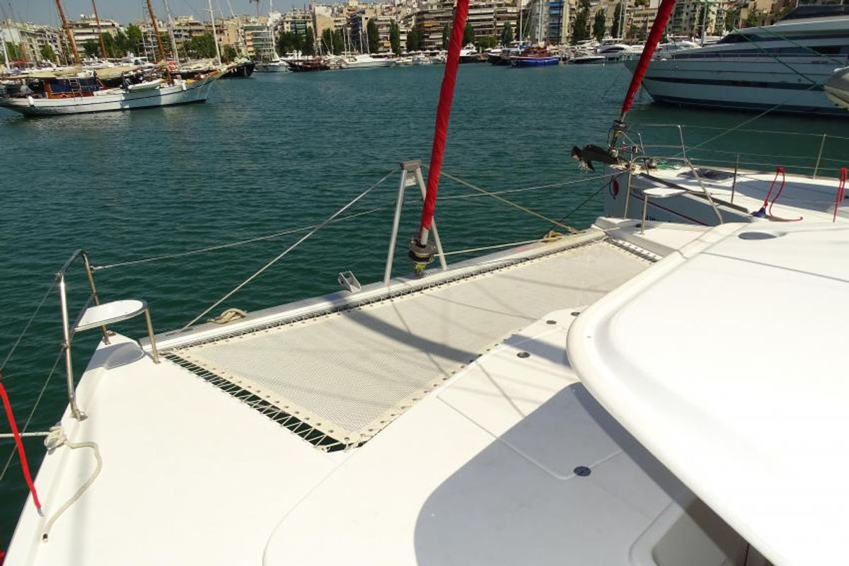 Deck of La Luna, a Leopard 44 catamaran at Cienfuegos, Cuba